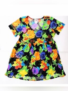 Vintage Cole of California Floral Sheer Tunic.